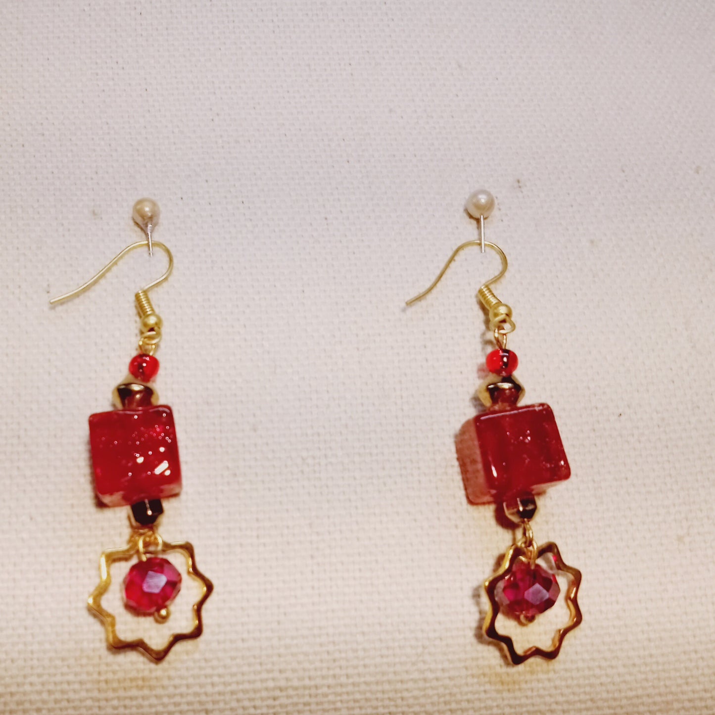 8703 Not a Shy Red Cubes Earrings
