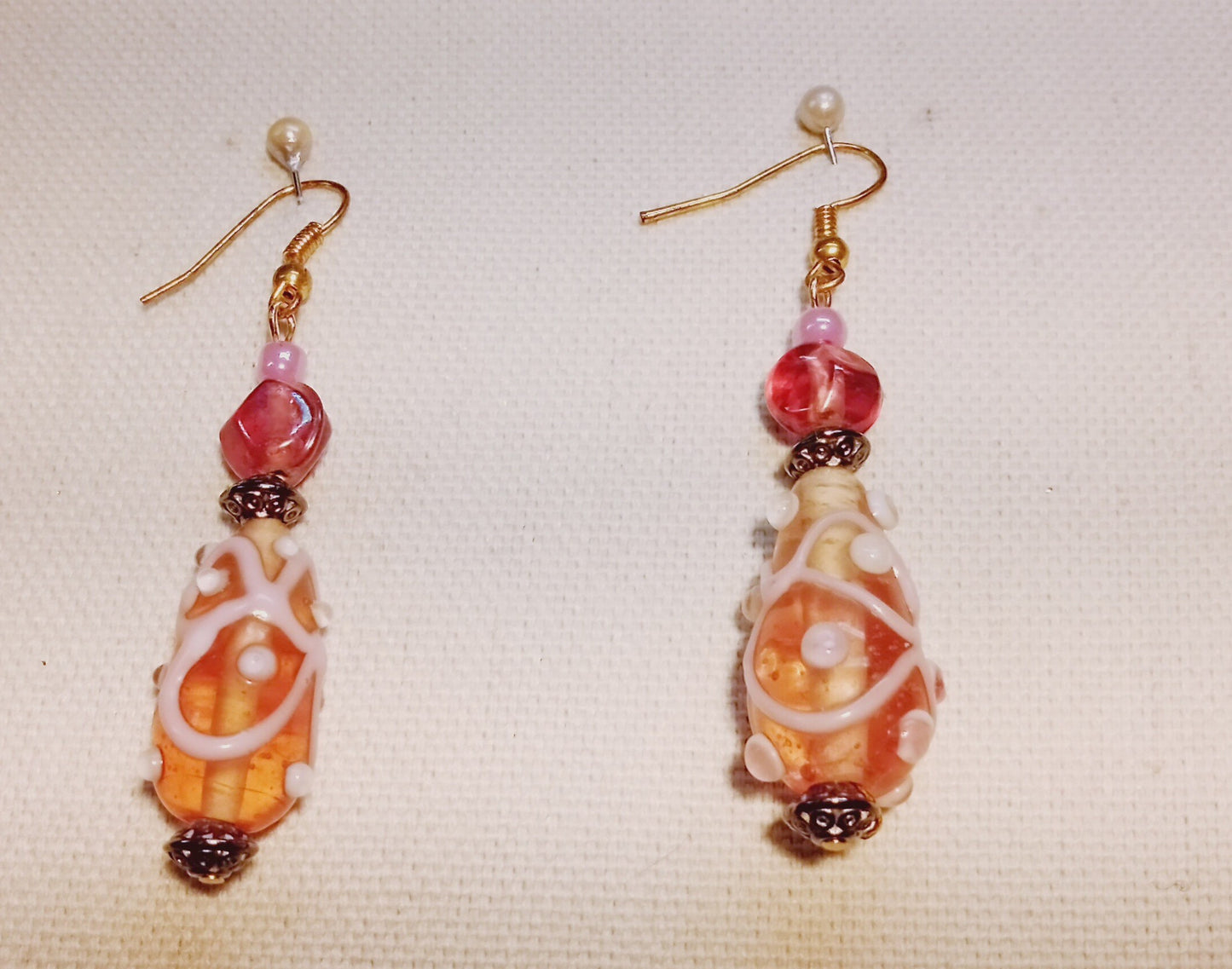 8709 Pink Glass Teardrop Earrings