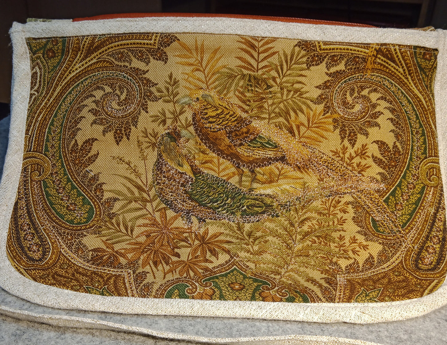 9503 Golden Love Birds Clutch Bag