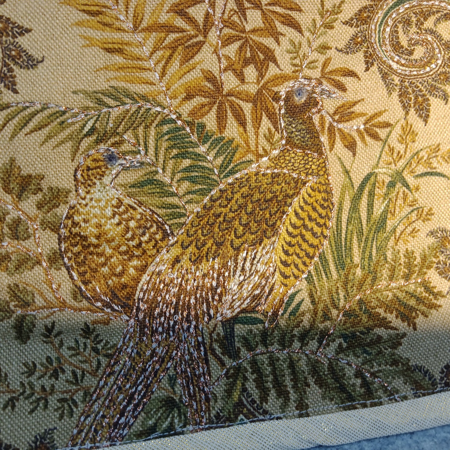 9507 Reddish Golden Stitched Doves Clutch Bag