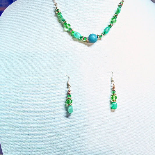 7506 Golf Green Necklace Earrings Set