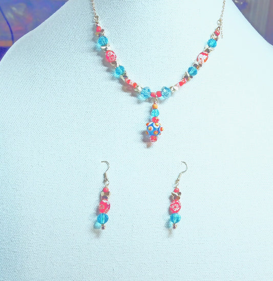 7507 Oranges by the Sea Necklace Earrings Set