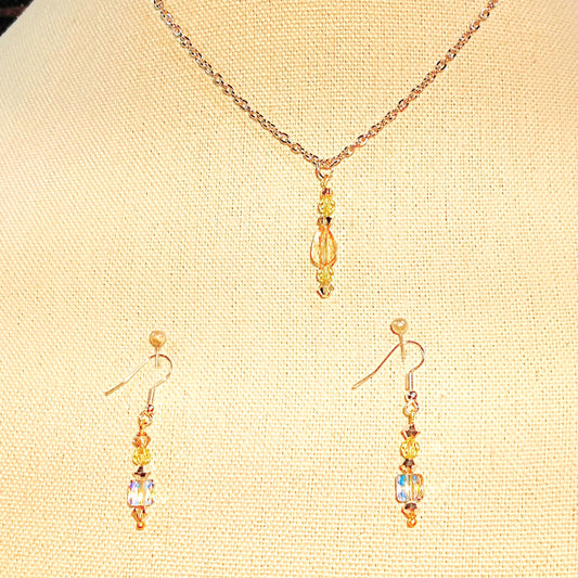 8502 Light Silk Crystal Drops Necklace Set