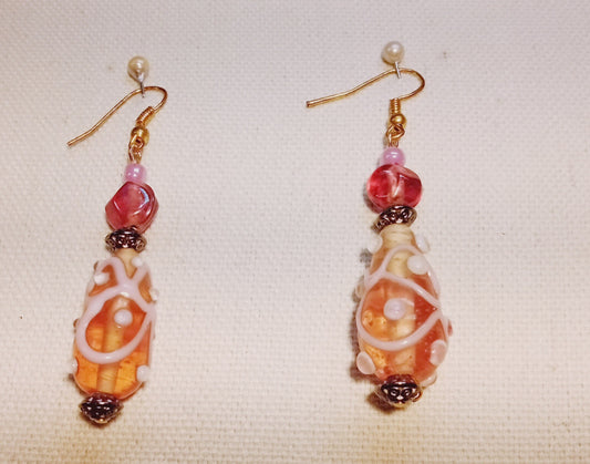 8709 Pink Glass Teardrop Earrings